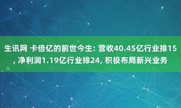 生讯网 卡倍亿的前世今生: 营收40.45亿行业排15, 净利润1.19亿行业排24, 积极布局新兴业务